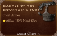 Mantle of the Mountain&rsquo;s Fury [ ⭐️ Affix: MAX ROLL] Reckoning SC