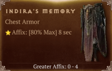 Indira's Memory [ ⭐️ Affix: MAX ROLL] Reckoning SC