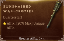 Sunstained War-Crozier [ ⭐️ Affix: MAX ROLL] Reckoning SC