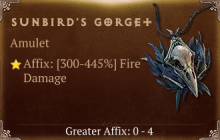 Sunbird&rsquo;s Gorget [ ⭐️ Affix: HIGH ROLL] Reckoning SC