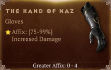 The Hand of Naz [ ⭐️ Affix: HIGH ROLL] Reckoning SC