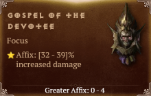 Gospel of the Devotee [ ⭐️ Affix: HIGH ROLL] Reckoning SC