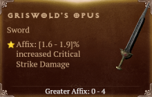 Griswold's Opus [ ⭐️ Affix: HIGH ROLL] Reckoning SC