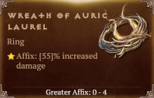 Wreath of Auric Laurel [ ⭐️ Affix: MAX ROLL] Reckoning SC