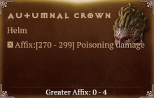Autumnal Crown [ ⭐️ Affix: HIGH ROLL] Reckoning SC