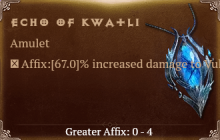 Echo of Kwatli [ ⭐️ Affix: MAX ROLL] Reckoning SC