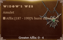 Widow's Web [ ⭐️ Affix: HIGH ROLL] Reckoning SC