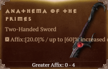 Anathema of the Primes [ ⭐️ Affix: MAX ROLL] Reckoning SC