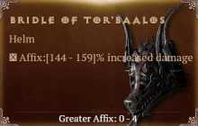 Bridle of Tor'Baalos [ ⭐️ Affix: HIGH ROLL] Reckoning SC