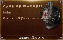Cage of Madness [ ⭐️ Affix: MAX ROLL] Reckoning SC