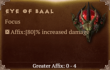 Eye of Baal [ ⭐️ Affix: MAX ROLL] Reckoning SC