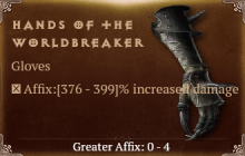 Hands of the Worldbreaker [ ⭐️ Affix: HIGH ROLL] Reckoning SC