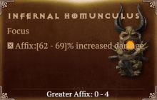 Infernal Homunculus [ ⭐️ Affix: HIGH ROLL] Reckoning SC