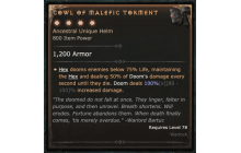 Cowl of Malefic Torment [Max Unique | ⭐️ 4 Greater | Helm | Warlock]