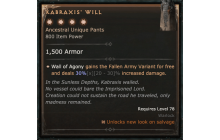 Kabraxis' Will [Max Unique | ⭐️ 4 Greater | Pants | Warlock]