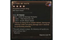 Sliver of Hate [Max Unique | ⭐️ 4 Greater | Ring | Warlock]