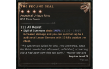 The Fecund Seal [Max Unique | ⭐️ 4 Greater | Ring | Warlock]