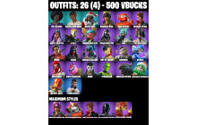 UNIQUE - Renegade Rebel , Dynamo TNTina [26 Skins, 500 Vbucks, 41 Axes, 29 Emotes, Hero Baymax, 27 Gliders and MORE!]