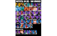 UNIQUE - Contract Giller , Polar Peely [34 Skins, 100 Vbucks, 49 Axes, 46 Emotes, 53 Gliders and MORE!]