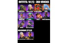 UNIQUE - Doom Slayer , Geralt Of Rivia [10 Skins, 350 Vbucks, 27 Axes, 17 Emotes, 25 Gliders and MORE!]