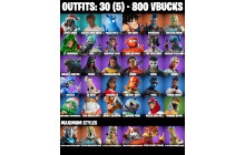 UNIQUE - Son Goku [30 Skins, 800 Vbucks, 75 Axes, 72 Emotes, 71 Gliders and MORE!]