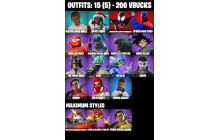 UNIQUE - Goku Black,  Spiderman (Miles Morales) [15 Skins, 200 Vbucks, 29 Axes, 17 Emotes, 14 Gliders and MORE!]
