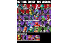 UNIQUE - Gwenpool, Mysterio [30 Skins, 100 Vbucks, 53 Axes, 36 Emotes, 43 Gliders and MORE!]