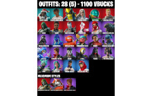 UNIQUE - War Machine, Yulejacket  [28 Skins, 1100 Vbucks, 45 Axes, 26 Emotes, Gwenpool,31 Gliders and MORE!]