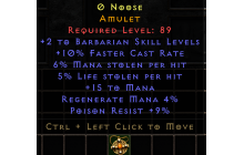 O Noose Amulet [+2 Barbarian Skills | 10% FCR | 6% ML]