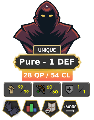 Pure - 1 DEF | TTL: 523 | CL: 54 | QP: 28 [Mithril Gloves, 99 STR + MORE!]