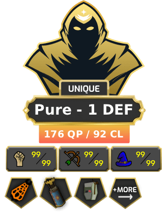Pure - 1 DEF | TTL: 1688 | CL: 92 | QP: 176 [Infernal, Dizana's Quiver, Ava's, Max POH, MM2, MM1, DT2, SOTE + MORE!]