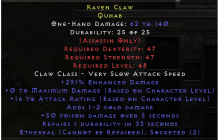 Raven Claw [291% Damage Percent | 0 to Maximum Damage (Based on Character Level) | Adds 1-2 cold damage]