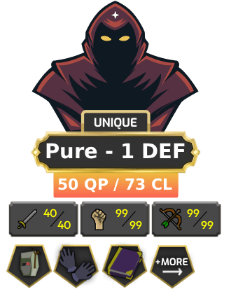 Pure - 1 DEF | TTL: 799 | CL: 73 | QP: 50 [Ava's, Mithril Gloves, DT1, 99 RAN, 99 STR, God Book + MORE!]
