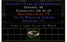 Artisan's Tiara of Performance [12 MinDmg | 3 Soc]