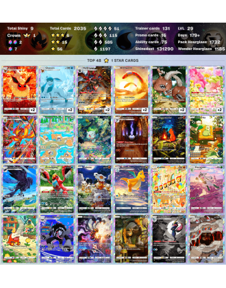 2 crown (Arceus ex, Mantyke) | Total Shiny 13 | 3 stars cards: 6 [2386 ENG cards | Days: 200+ | Shinedust: 142450]