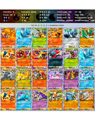 2 crown (Arceus ex, Mantyke) | Total Shiny 13 | 3 stars cards: 6 [2386 ENG cards | Days: 200+ | Shinedust: 142450]