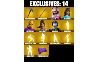 UNIQUE - Lara Croft ,  Monarch  [177 Skins,  176 Axes, 197 Emotes,  114 Gliders and MORE!]