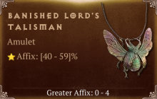 Banished Lord's Talisman [ ⭐️ Affix: HIGH ROLL] Awakening SC