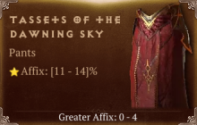 Tassets of the Dawning Sky [ ⭐️ Affix: HIGH ROLL] Awakening SC