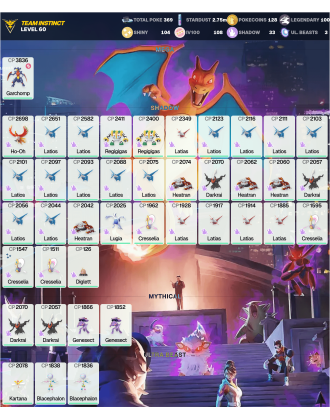 Legendary: 100 | Shiny: 104 | Hundo: 108 | ShinyLegend: 8 [Level: 60 | Stardust: 2.75m | Team: Instinct]