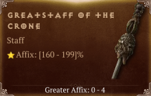 Greatstaff of the Crone [ ⭐️ Affix: HIGH ROLL] Awakening SC