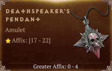 Deathspeaker's Pendant [ ⭐️ Affix: HIGH ROLL] Awakening SC