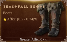 Beastfall Boots [ ⭐️ Affix: HIGH ROLL] Awakening SC