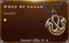 Word of Hakan [ ⭐️ Affix: HIGH ROLL] Awakening SC