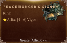 Peacemonger's Signet [ ⭐️ Affix: HIGH ROLL] Awakening SC
