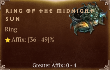 Ring of the Midnight Sun [ ⭐️ Affix: HIGH ROLL] Awakening SC
