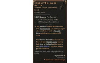Sanguivor, Blade of Zir [ ⭐️ Affix: HIGH ROLL] Awakening SC