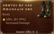 Hooves of the Mountain God [ ⭐️ Affix: HIGH ROLL] Awakening SC