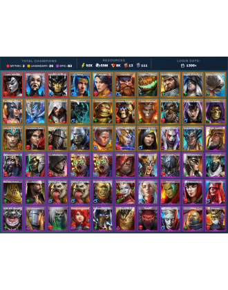 Lady Mikage Mythical | 26 Legend | 83 Epic | 8K Gems | 92K Energy | 1300+ Days [Krixia | Aphidus the Hivelord | Ninja | Hurndig]