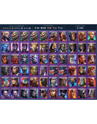 Lady Mikage Mythical | 26 Legend | 83 Epic | 8K Gems | 92K Energy | 1300+ Days [Krixia | Aphidus the Hivelord | Ninja | Hurndig]